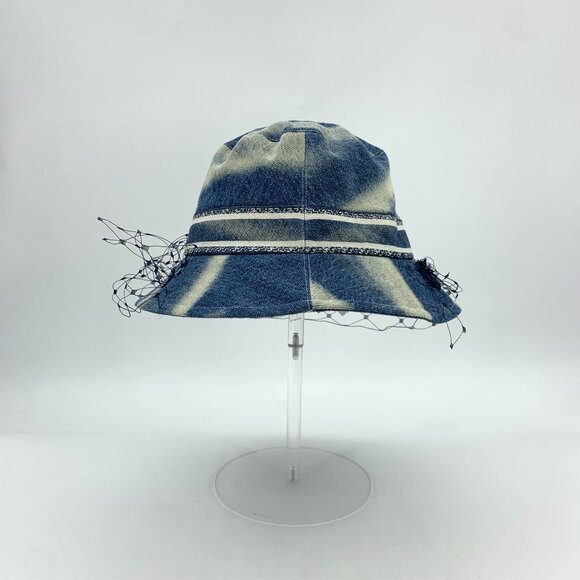 Christian Dior Tie-Dyed Cotton Fishermans Hat W/Mesh Detail Blue Logo Embroidery - Picture 7 of 9